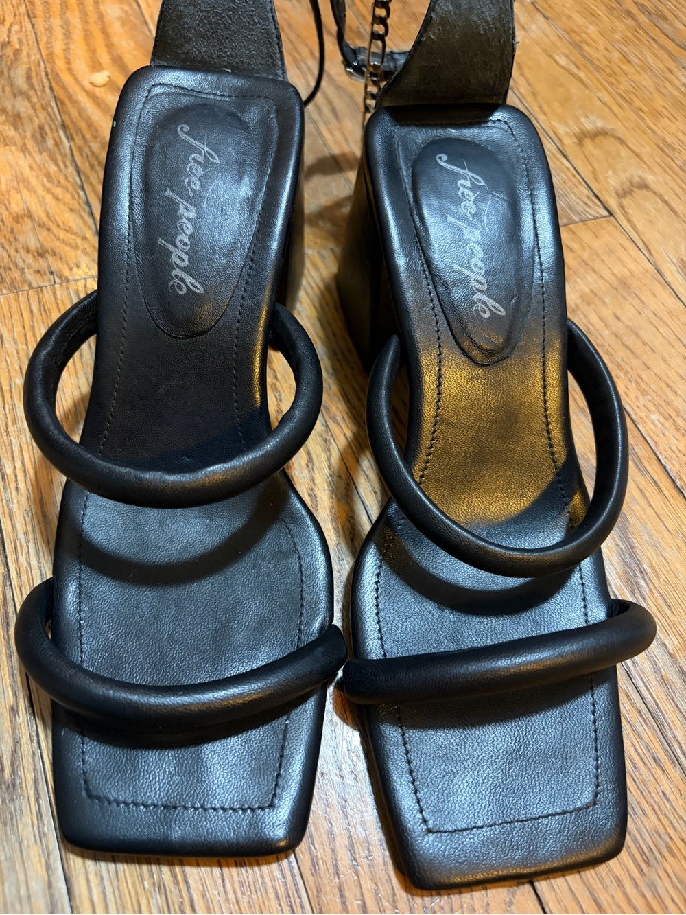 Black Free People Parker Chain Heels size 37.5 EU or 7.5 US - Picture 9 of 11